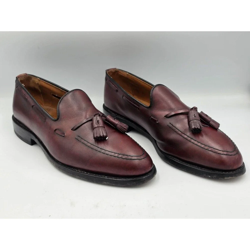Allen Edmonds Grayson Burgundy Brown Tassel Loafer Dress Shoes Mens Size 9 D